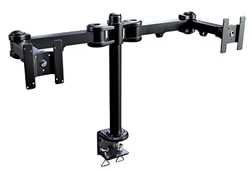 Image of Rife Heavy-Duty Dual Monitor Stand, Up to 32 inch Screens, Max VESA 100x100mm, Max Load 12kg, Sleek Black Design, Ideal for Home & Office Use