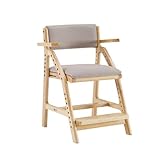 ハイチェア キッズチェア 木製 7段階調節 座面のクッション 1歳から12歳 子供 ダイニングチェア 足置き 学習チェア 学習椅子 木製 姿勢 椅子 高さ調整 シンプル コンパクト 組立て 板座 (ライトブラウン 肘あり)