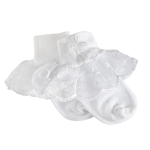 White Sock with Cross Accent for Baptism, Christening or First Communion