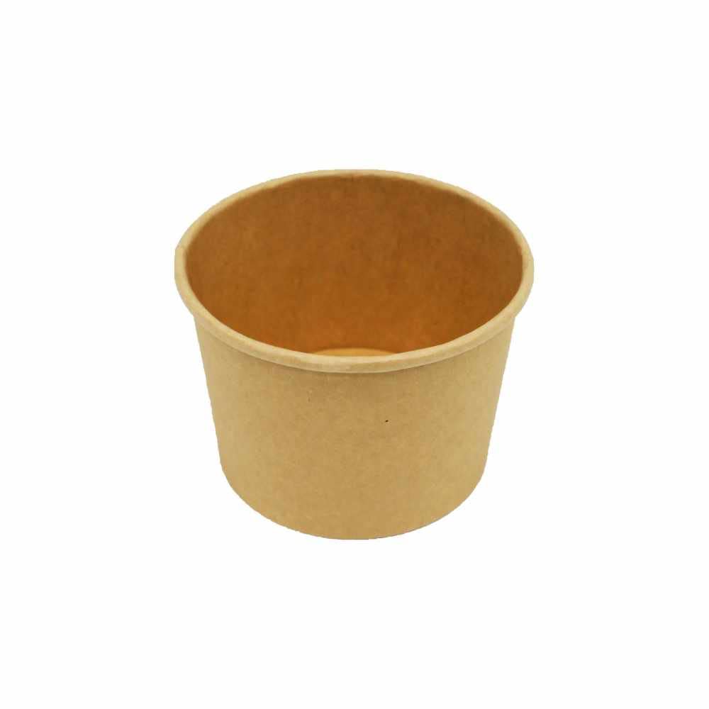 BAMI 500 Suppenbecher To Go mit Kraft Deckel | 350ml/12oz - braun | Biologisch abbaubar & kompostierbar | Einweg Suppenschale Soup To Go