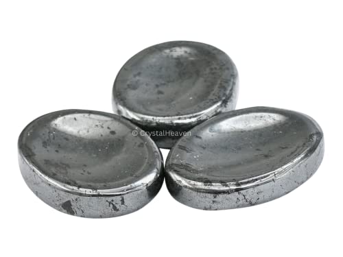 Image of Certified Hematite Crystal Thumb Worry Pebbles Stones for Anxiety Stress Relief Massage - AAA Grade Original Healing Gemstone Agate Rubbing Stone for Yoga Meditation Spiritual Reiki Feng Shui