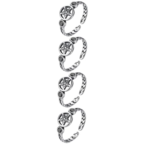 DEARMAMY 4 Piezas Anillo De Pentagrama Anillos Para Niñas El Anillo Anillos Vintage Anillos Abiertos Anillos Góticos Joyería De Anular Elegante Anillo De Moda Anillo De Estrella De
