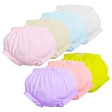 AOOPOO 7 Pezzi Biancheria Intima per Bambini e Bambine Mutandine con Volant, Mutandine in Cotone Solido Copri Pannolino, Pantaloni Harem per Bambini Copri Pannolino