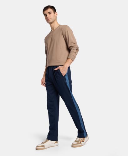 Image of Jockey AM75 Men Super Combed Cotton Rich Slim Fit Trackpant with Zipper Media Pocket