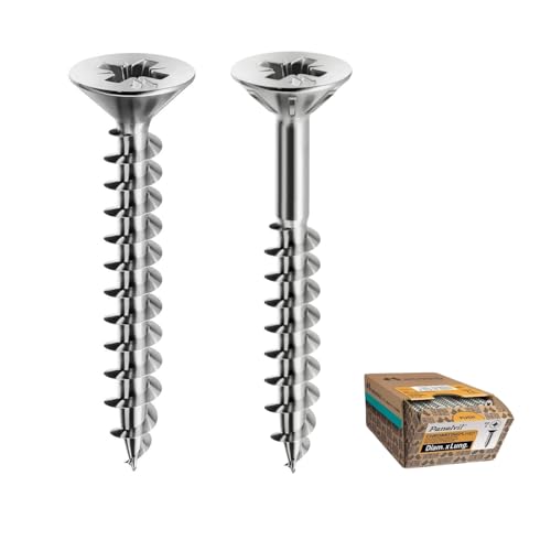 Tornillos universales para madera Panelvit TSP de acero templado - Autoroscantes, sin perforación - Gama completa - Galvanizado y lubricadas - Anticorrosión (3 x 16 mm - 500 unidades)