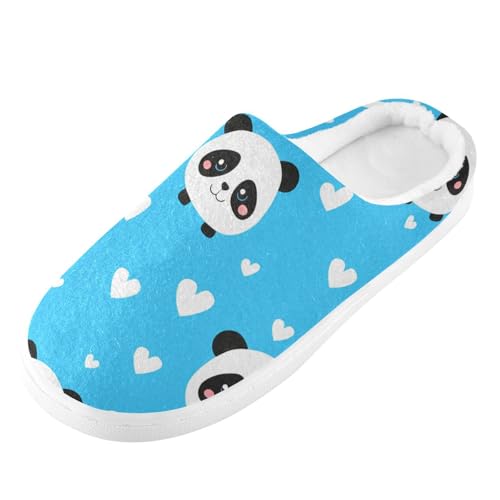 Cute Panda Heart Blue Mens Womens Slippers Cozy Memory Foam Slippers Slip On Warm House Shoes for Indoor Outdoor Size 16/17 23021382