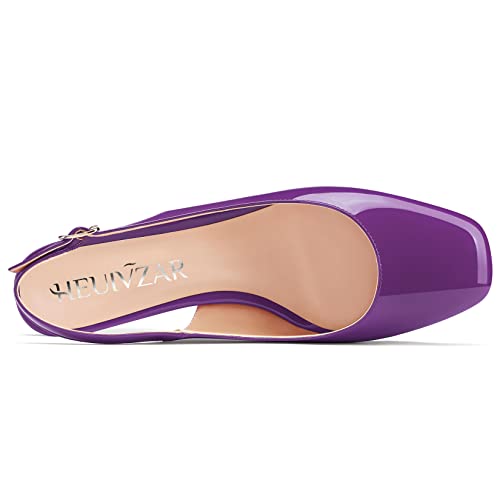 HEUIVZAR Womens Pumps Heel Slingback Square Toe Low Chunky Block Heel Patent Dress Shoes 1.5 Inch4