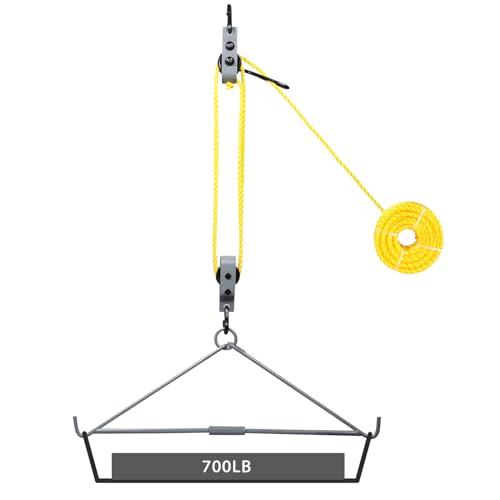 HUNTARMOR Deer Hanger, Elk Deer Hoist Pulley Lift System Rated to 700 Lbs, Gambrel for Skinning with Wear-Resistant Tangle-Free Rope, Deer Hunting Gear for Hanging Deer/Elk/Caribou
