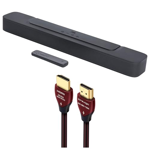 Image of JBL BAR-2-0-ALL-IN-ONE-MK2 Compact 2ch Soundbar with Dolby Digital and a WireLogic Ruby 8ft Ultra High Speed 4K-8K-10K HDMI Cable w/UHD, HDR, VRR & eARC (2022)