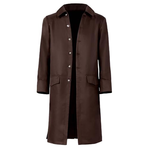 Steampunk Victorian Frock Coat Colonial Men Jacket Halloween Cosplay Costume Vintage Long Trench Coat Pirate Jacket Brown