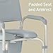 Medline Aluminum Padded Shower Chair Commode with 4 Locking Casters, 300 lbs. Capacity — For Restroom, Bathroom & Wheelchair Transfer to Toilet, 1 Ct.