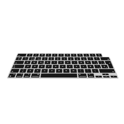 kwmobile Protector Compatible con Apple Macbook Air 13.6 M3 2024 A3113 - Cubierta para Teclado en español Tipo QWERTY Negro