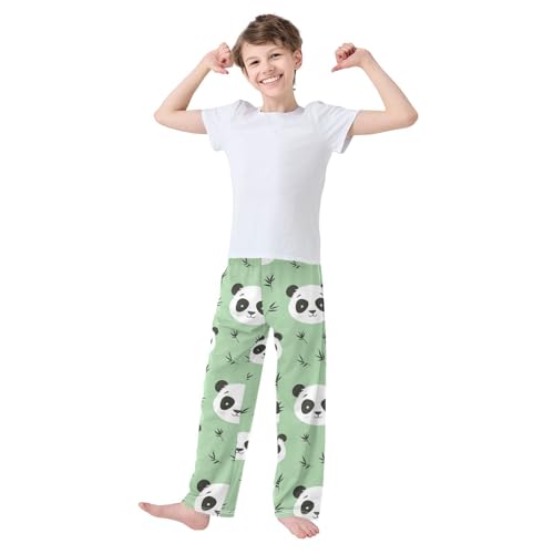 Pajama Bottoms, Cute Panda Head Pattern Sleeping Pant Lounge Wear Pajamas Long Pants Sleepwear Pjs2