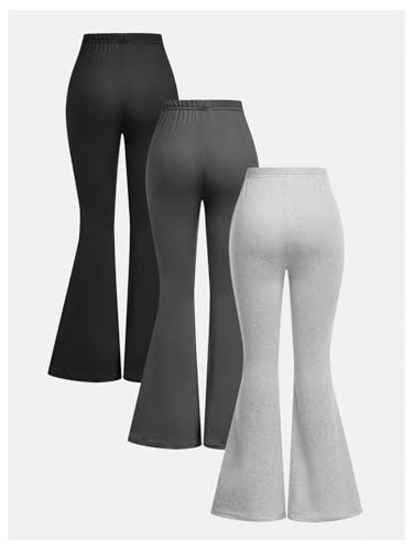 Girl's 3 Packs Flare Leggings High Elastic Waist Skinny Pants Bell Bottoms Casual Boot Cut Yoga Pants2