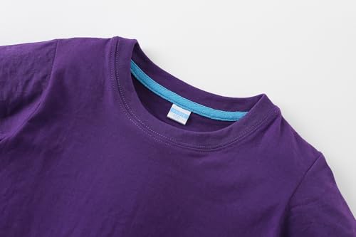Image of AMIYAN Toddler T Shirts Cotton Summer Tshirts Boys Girls Basic Tee Undershirts Short Sleeve Crew Neck Shirts Purple 120 4-5T