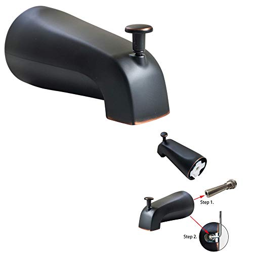 SENTO Slip On Oil Bronze Universal Bathroom Tub Spout with Diverter, Durable Heavy Duty Metal Bathtub Faucet with Shower Diverter - 4 Inches 1/2\" Copper Pipe, Oil-Rubbed Bronze