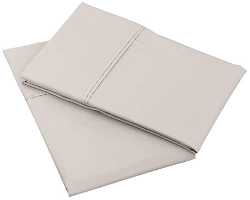 Image of Amazon Basics 400 Thread Count Soft Luxury 100% Cotton Wrinkle Resistant Pillow Cases, Smooth Sateen, Machine Wash, King, Stone Gray, 40 inch x 20 inch, Set of 2, Pillows Not Included (Pack of 2)