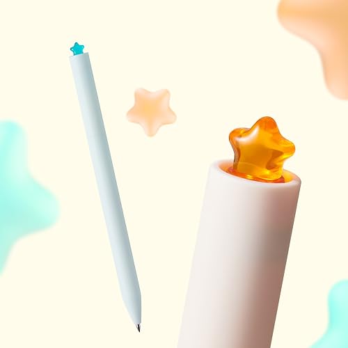 Image of Kaco FIRST Gel Pens Cute Stationery Black Ink 2 Pieces with Extra 4 Refills, 0.5 mm