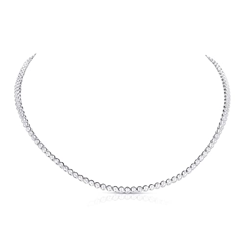 Diamond Treats Collar De Tenis De Plata De Ley 925, Impresionante Collar Con Piedras De Zirconia Cúbica Engastadas En Bisel, Delicado Collar De Plata 925 Con Caja De Regalo Para Mujer Plata Diamond Treats Collar De Tenis De Plata De Ley 925, Impresionante Collar Con Piedras De Zirconia Cúbica Engastadas En Bisel, Delicado Collar De Plata 925 Con Caja De Regalo Para Mujer Plata