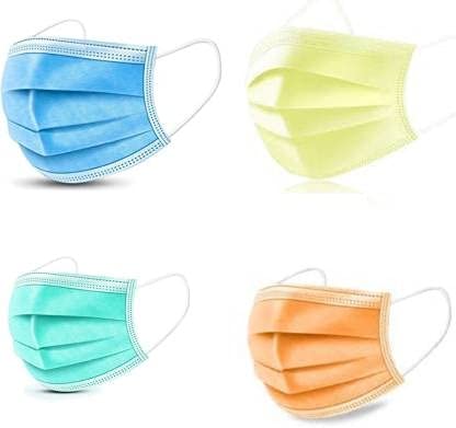WELLSTAR Disposable,Surgical 3-Layer Face Masks Thick with Elastic Ear Loop, Anti-Dust Multicolour Pack of 100 in 25 pieces each Blue, Yellow, Green,Orange-image-18