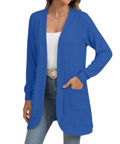 Image of YSYOKOW Cardigan Sweaters for Women Long Sleeve Open Front with Pockets | Long Cardigans for Women Lightweight Soft Casual Dressy Loose Fit Cardigan Sweater with Pockets for Work and Office