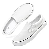 Women's Slip on Canvas Shoes Classic Casual Sneaker, Fashion Sneakers for Walking No Lace Travel White