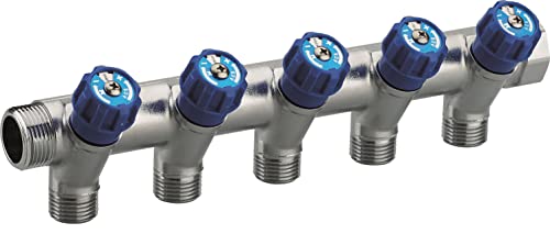 Collecteur Mâle - Femelle 20x27 à Robinetteries Bleues 5 départs 15x21 NOYON & THIEBAULT