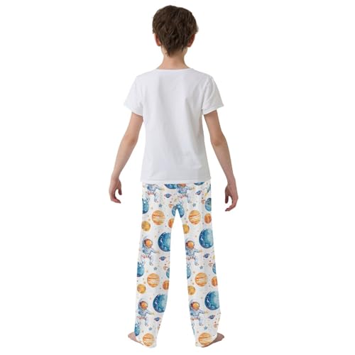ALAZA Astronaut Planet Pajamas Bottoms with Pockets Comfy Pjs Sleepwear Elastic Waistband Pajamas Pants Lounge Pants for 6-14 Years3