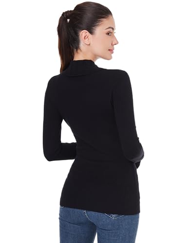 Image of AmelieBoutik Women Cable Knit Button Collar V Neck Ribbed Trim Long Sleeve Sweater Top