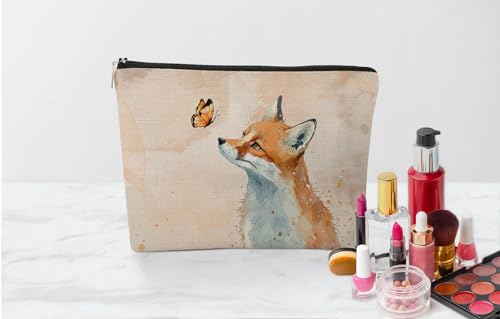EXUQO Fox Makeup Bag,Fox Gifts Bags for Women,Foxes Lovers Gifts,Cute Foxes Small Cosmetic Bag,Birthday Gifts for Mother Friend Sister Coworker3