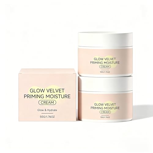 Crema hidratante preparadora Glow Velvet - Prebase difuminadora de poros y fijadora de maquillaje, cuidado de la piel para todo tipo de pieles (2 unidades)