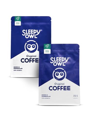 Image of Sleepy Owl Original Whole Coffee Beans Set Of 2 | 250 Gram X 2 | Roasted Whole Bean Coffee | 100% Arabica | Freshly Roasted, Packet