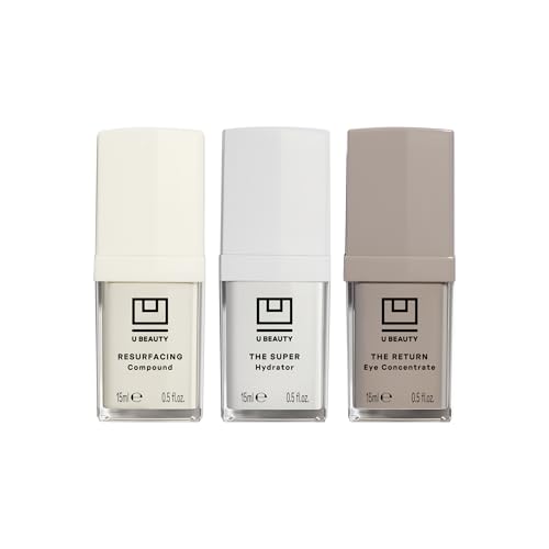 U Beauty The Essential Set – Resurfacing Compound (15mL) + The SUPER Hydrator (15mL) + RETURN Eye Concentrate (15mL) | Anti-Aging Serum, Hydrating Cream, + Eye Treatment with SIREN Capsule Technology