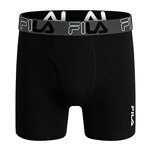 Fila Men's 6" Performance Boxer Briefs with Fly or No Fly Front, 95% Cotton, 5% Spandex Briefs, 4-Pack4
