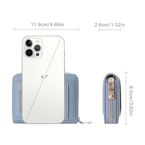 Image of GOIACII Womens Credit Card Holder Wallet Zip RFID Blocking Card Case Wallets Compact Size with ID Window Blue