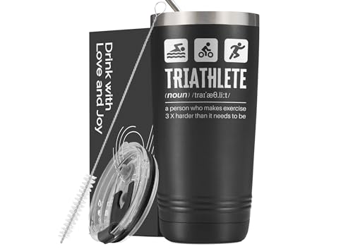Onebttl Triathlon Gifts for Men, 20oz Stainless Steel Tumbler Cup with Lid, Double Wall Vacuum Insulated Travel Coffee Mug