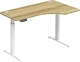 SHW 55-Inch Large Electric Height Adjustable L-Shaped Standing Desk, Oak