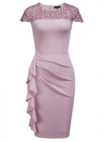 Image of Viwenni Women's Ruffle Vintage Formal Church Wedding Guest Cocktail Dresses