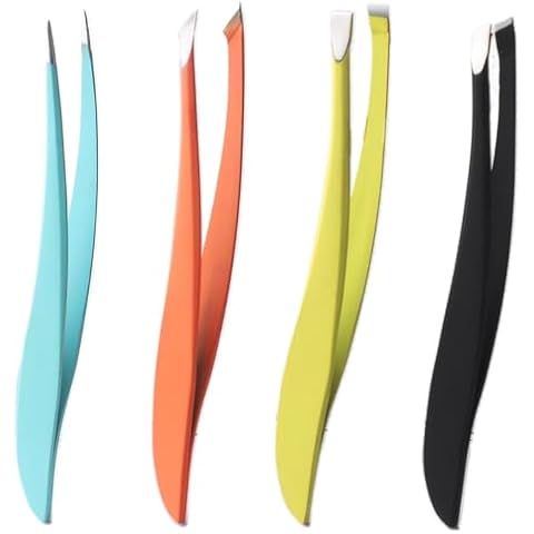 Stainless Steel Tweezers Set for Women, Hipifans 4Pcs/Set Professional Eyebrow and Ingrown Hair Removal for All Facial Hair Types (4 different types) Cover