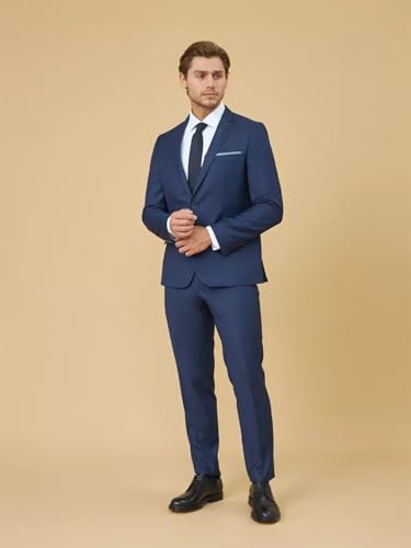 2 Piece Suit Men Classic Fit Men's Suit for Wedding Prom Events 2 Button Solid Notch Lapel Lightweight2