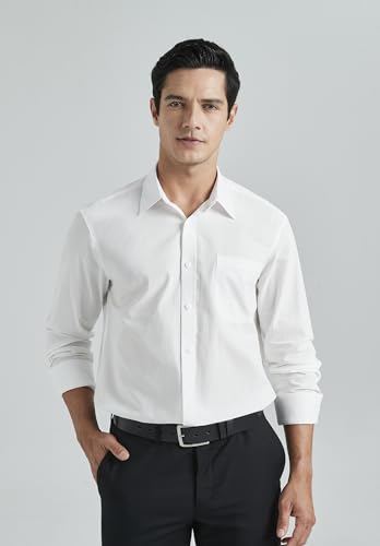 HISDERN Mens Dress Shirt Long Sleeve Botton Down Formal Shirts Regular Fit Solid Casual Business Cotton Shirts for Men4