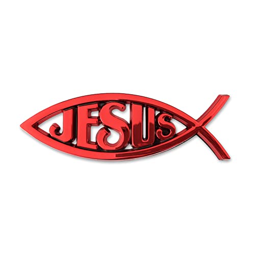 Autocollant Jésus poisson chrétien pour voiture mur et fenêtre Jésus rouge