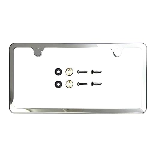 Circle Cool T304 Stainless Steel Polish Mirror Two Hole Slim License Plate Frame Holder Tag w/Chrome Metal Cap …