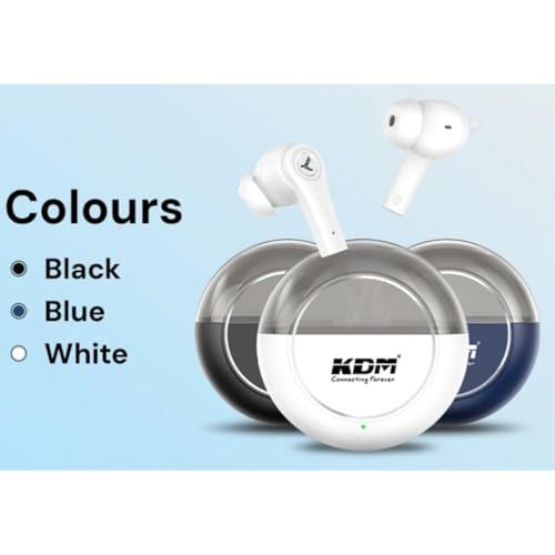 Image of KDM - E5 Smilepods Truly Wireless in Ear Earbuds with 30hrs Playtime, ENC, Voice Changing, Low Latency, Buds TWS, White