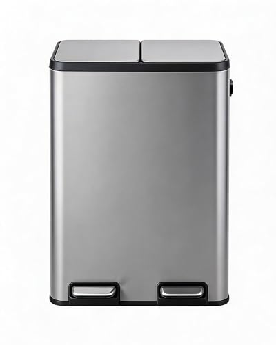 Caneca de basura doble 60L acero inoxidable con pedal