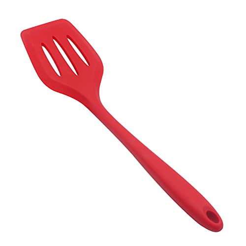 Image of Baskety Silicone Turner Spatula /Slotted Spatula, High Heat Resistant to 480F, Hygienic One Piece Design, Non Stick Rubber Kitchen Utensil for Fish, Eggs, Pancakes, Wok Red Pack of 1