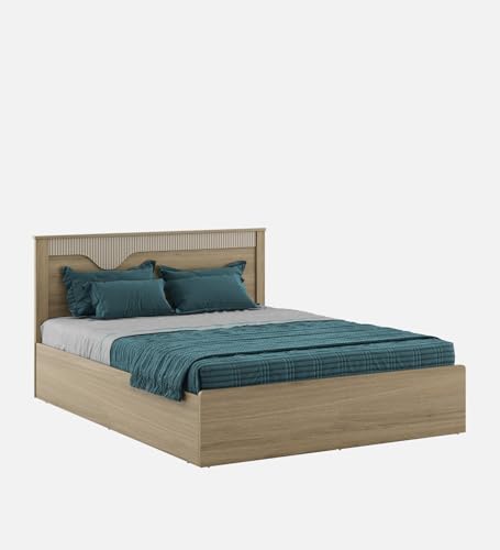 Image of Spacewood Rivolla Bed |Queen Size (78 X 60) Engineered Wood Bed with Box Type Storage| 3 Year Warranty | Modern Design |Engineered Wood | Santana Oak & Bamboo Flute