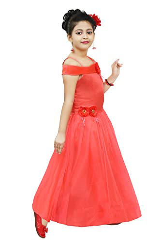 Image of Chandrika Kids Floral Applique Festive Gown Dress for Girls.