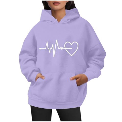 KOG Hoodie für Damen Baumwolle Sweatshirt mit Kapuze Einfarbige...
