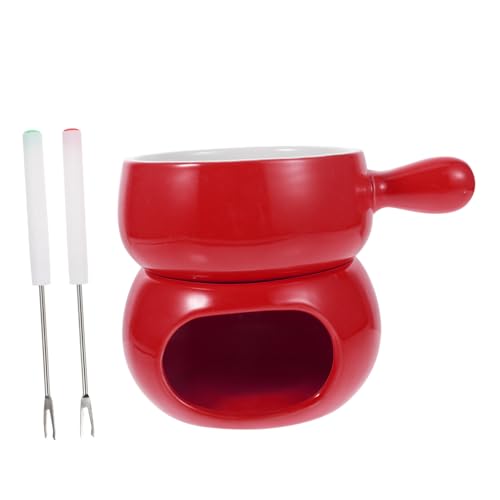 COLLBATH Fonduta Cioccolato in con da Tavolo Rosso Resistente Temperature per Sciogliere Formaggio e Dolci in Casa